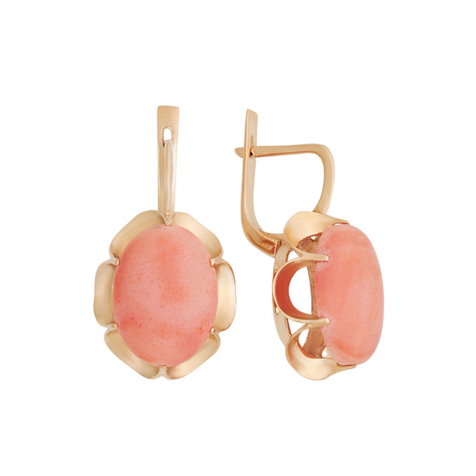 Серьги из золота 585 пробы с кораллами, Л 2813 5602 за 57000