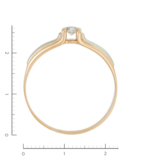 Кольцо из комбинированного золота 585 пробы c 1 бриллиантом, Л36061645 за 26400