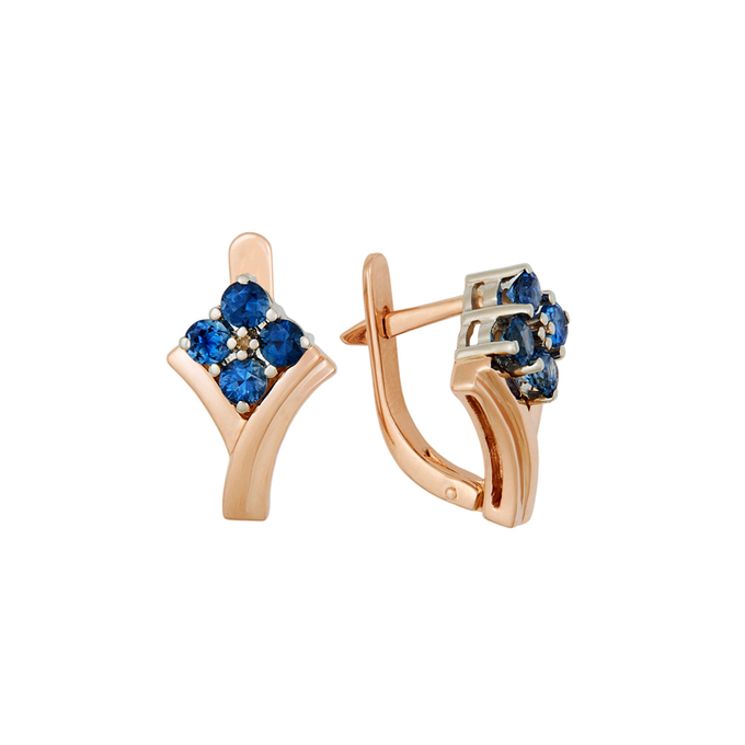 Серьги из золота 585 пробы c сапфирами
