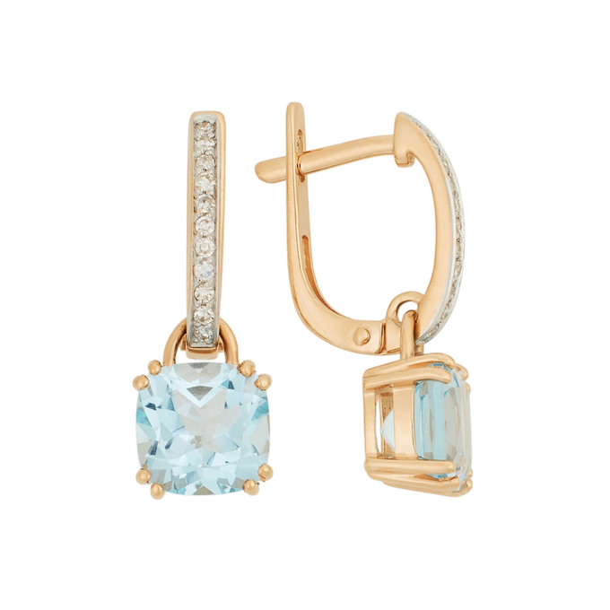 Серьги из золота 585 пробы с топазами и бриллиантами, Ц О007 6055 за 44000