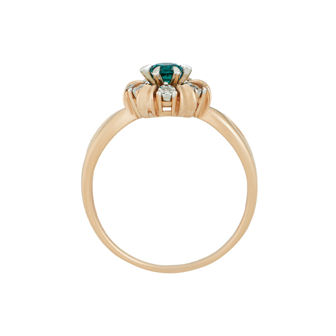 Кольцо из золота 585 пробы c бриллиантами и синтетическим изумрудом, Л 6102 9993 за 25520