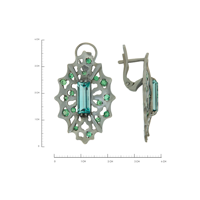 Серьги из золота 585 пробы c празиолитами и тсаворитами, Ц О007 0680 за 160000