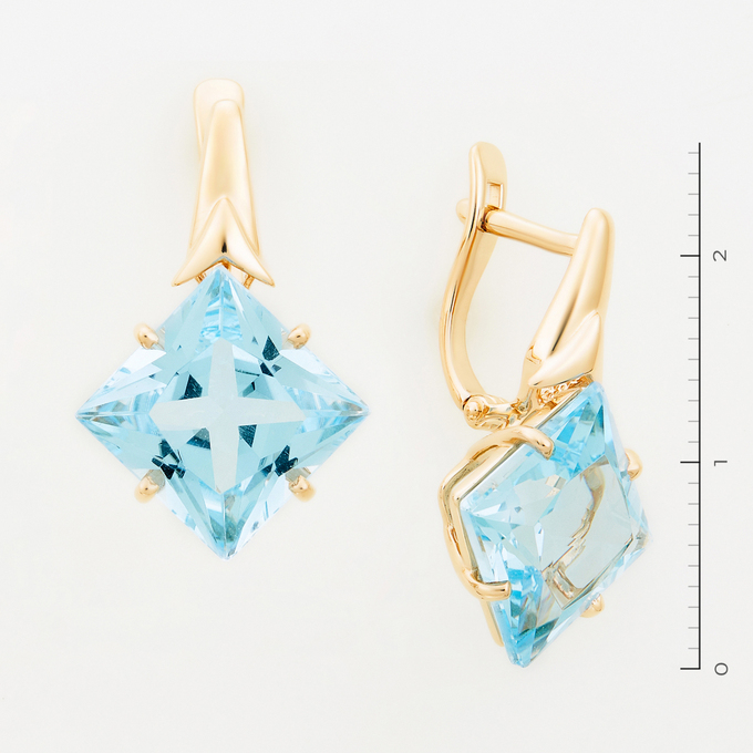 Серьги из красного золота 585 пробы c 2 топазами