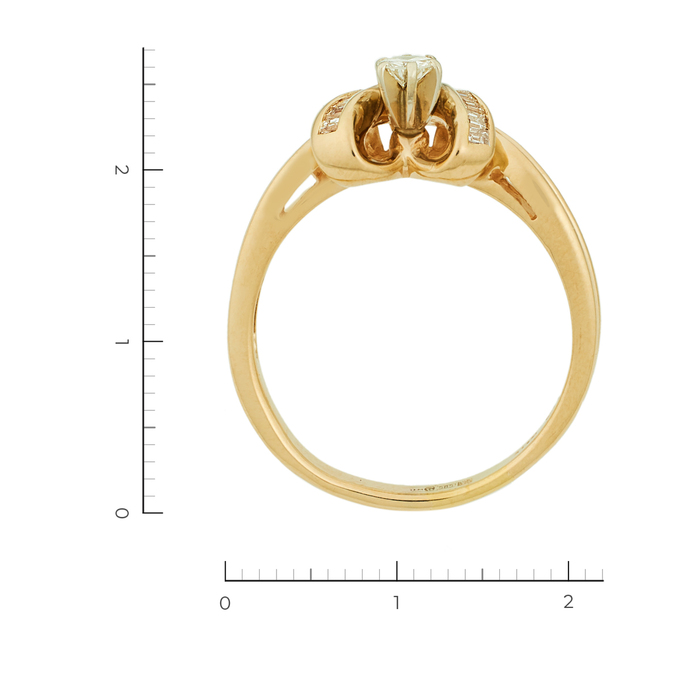 Кольцо из комбинированного золота 585 пробы c 14 бриллиантами, Л 1614 8704 за 39900