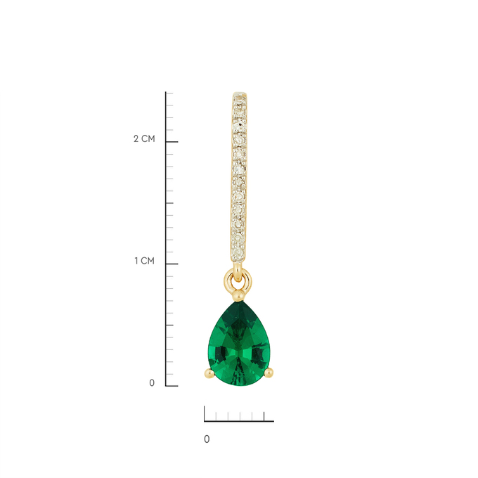 Подвеска из золота 585 пробы c бриллиантами и синтетическим изумрудом, Л 1615 8642 за 7200