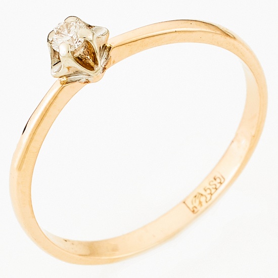 Кольцо из комбинированного золота 585 пробы c 1 бриллиантом, Л06156694 за 6250
