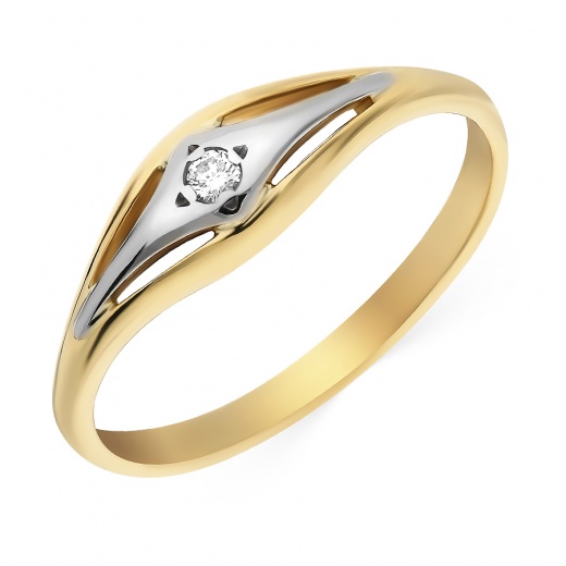 Кольцо из комбинированного золота 750 пробы c 1 бриллиантом Л22069205 фото 1