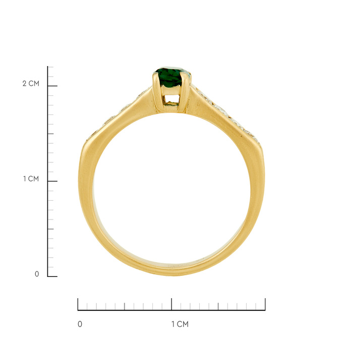 Кольцо из золота 750 пробы c бриллиантами и синтетическим изумрудом, Л 0808 3032 за 54000