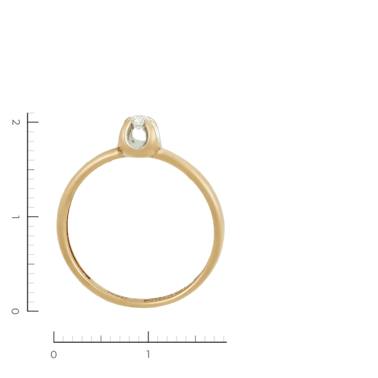 Кольцо из комбинированного золота 585 пробы c 1 бриллиантом, Л63020304 за 6750