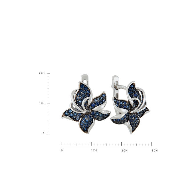Серьги из золота 585 пробы c 120 сапфирами
