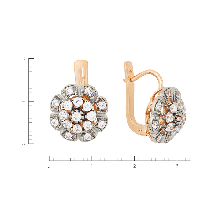 Серьги из золота 585 пробы c 34 фианитами