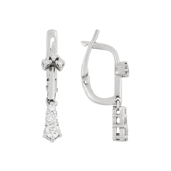 Серьга из золота 585 пробы c 6 бриллиантами