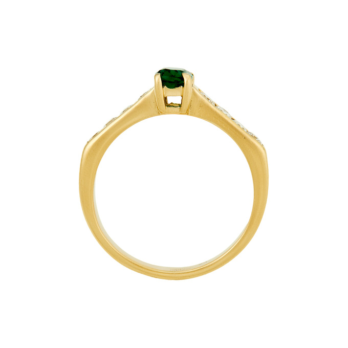 Кольцо из золота 750 пробы c бриллиантами и синтетическим изумрудом, Л 0808 3032 за 54000