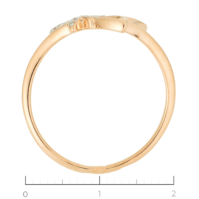 Кольцо из красного золота 585 пробы c 14 фианитами