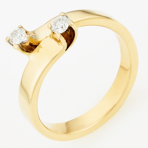 Кольцо из желтого золота 585 пробы c 2 бриллиантами ЦО0062947 фото 1