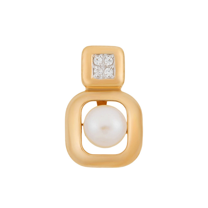 Подвеска из золота 585 пробы c культивированным жемчугом и фианитами, Л 4807 9079 за 15200