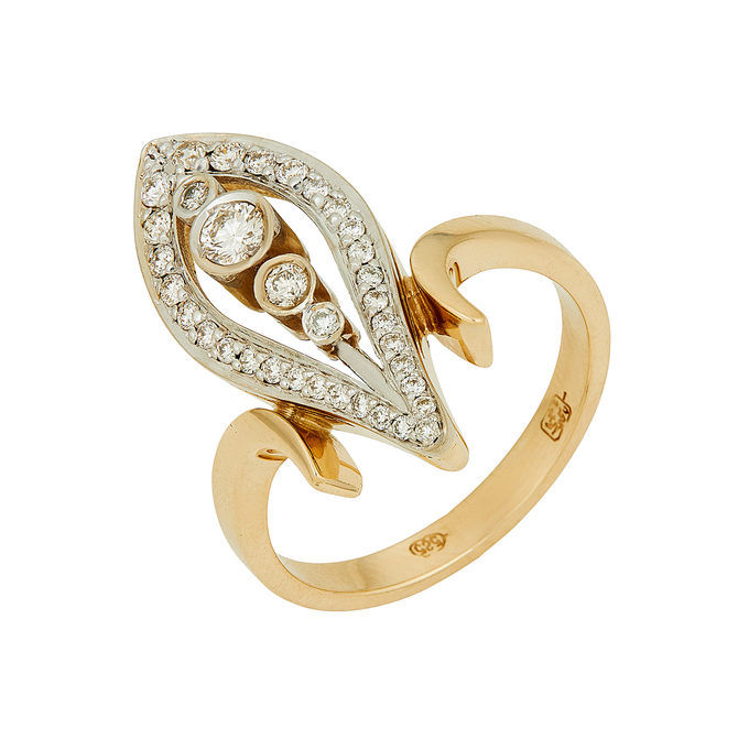 Кольцо из золота 585 пробы c бриллиантами