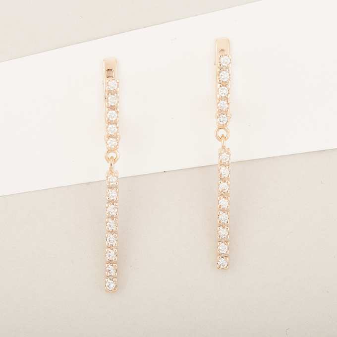 Серьги из золота 585 пробы c фианитами