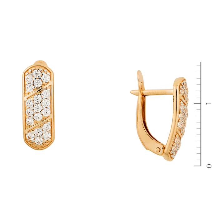 Серьги из красного золота 585 пробы c фианитами