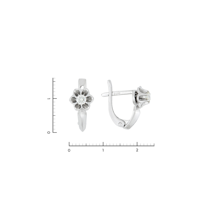 Серьги из золота 585 пробы c 2 бриллиантами