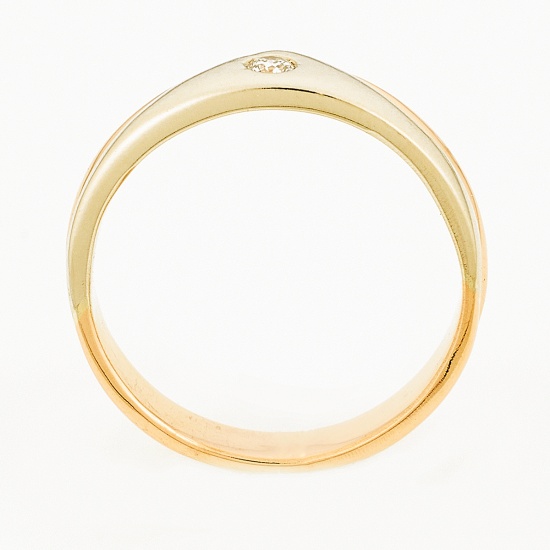 Кольцо из комбинированного золота 585 пробы c 1 бриллиантом, Л63018962 за 14450