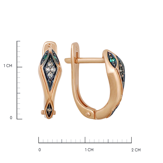 Серьги из золота 585 пробы c бриллиантами и изумрудами, К 0000 3297 за 25400