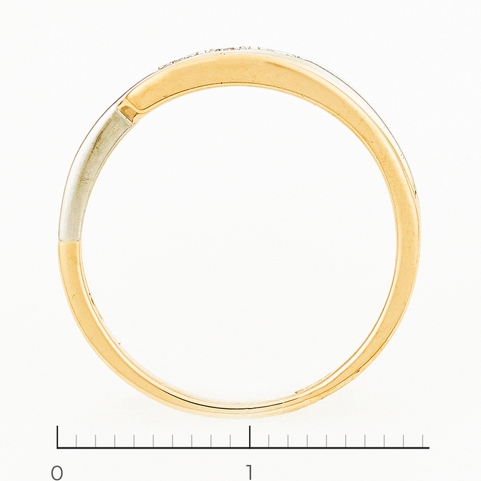 Кольцо из комбинированного золота 585 пробы c 3 бриллиантами