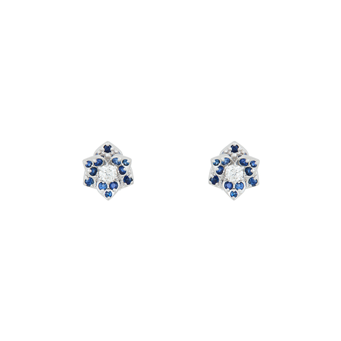 Серьги из золота 585 пробы c бриллиантами и сапфирами, Л 2912 9369 за 29520