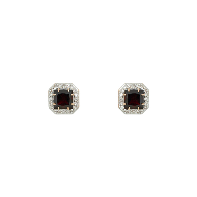 Серьги из золота 585 пробы c гранатами и бриллиантами