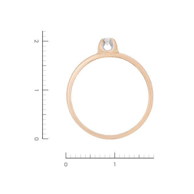 Кольцо из комбинированного золота 585 пробы c 1 бриллиантом, Л 2414 3506 за 12720