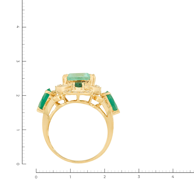 Кольцо из желтого золота 585 пробы c 74 бриллиантами и 3 изумрудами и 2 бериллами, Л 2808 8331 за 131250