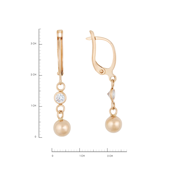 Серьги из золота 585 пробы c фианитами, Л 2312 6052 за 17840