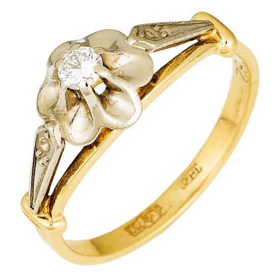Кольцо из комбинированного золота 750 пробы c 1 бриллиантом, Л06159515 за 44030