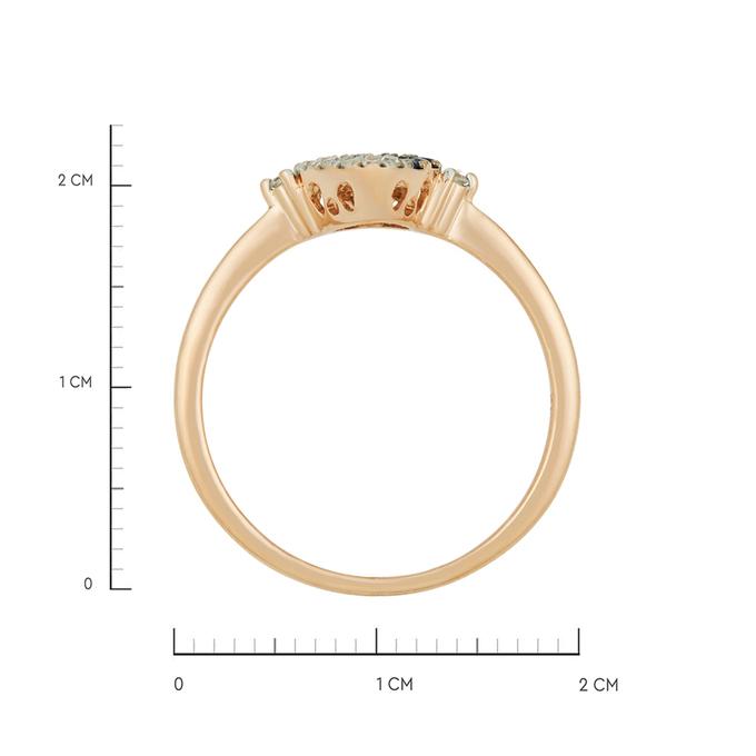 Кольцо из золота 585 пробы c топазом Лондон, бриллиантами и сапфирами, Л 0911 0635 за 23920