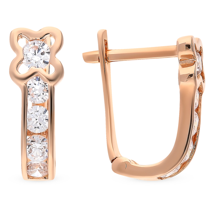 Серьги из золота 585 пробы c фианитами