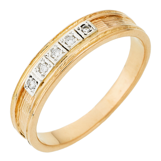 Кольцо из комбинированного золота 585 пробы c 5 бриллиантами, Л76009979 за 13005