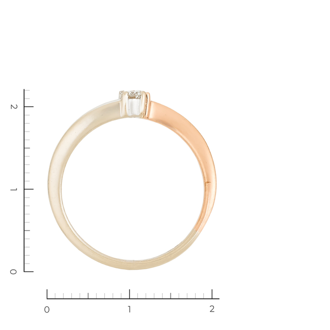 Кольцо из комбинированного золота 585 пробы c 2 бриллиантами, Л 4507 0816 за 35200
