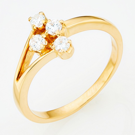Кольцо из желтого золота 750 пробы c 4 бриллиантами Л48061418 фото 1
