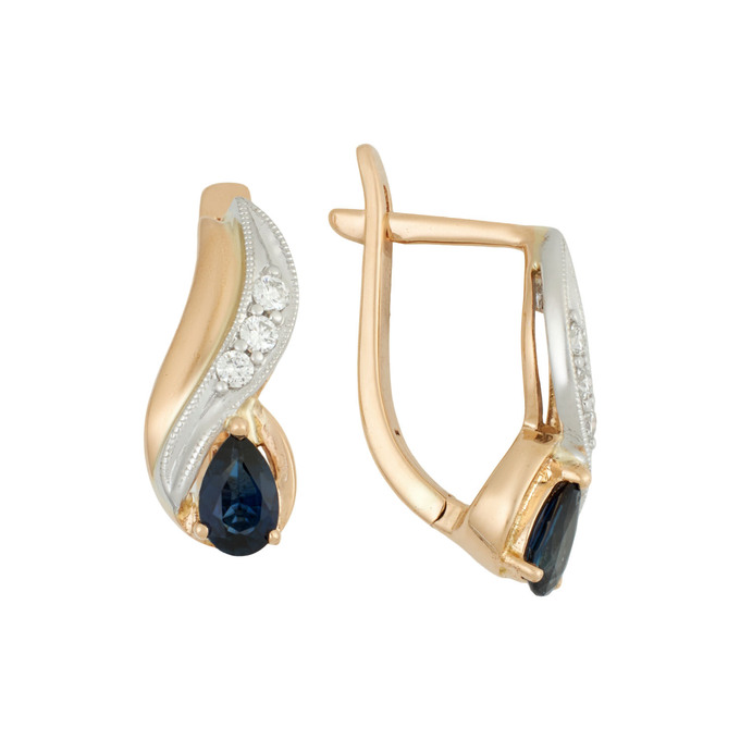 Серьги из золота 585 пробы с сапфирами и бриллиантами, Л 7503 2134 за 72800