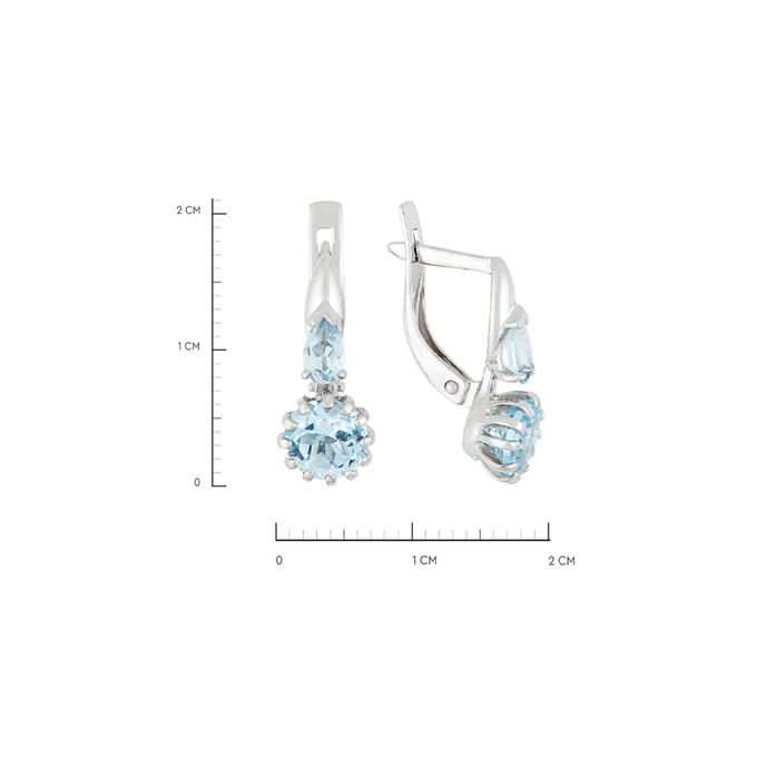 Серьги из золота 585 пробы c 4 топазами, Л 3014 1351 за 26480