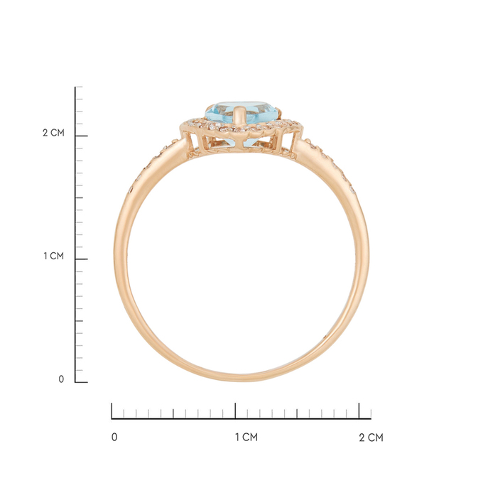 Кольцо из золота 585 пробы c топазом и фианитами, Л 7000 7569 за 17440