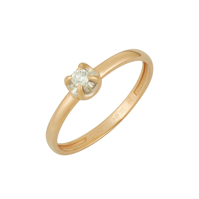 Кольцо из золота 585 пробы c бриллиантом, Л 7601 6408 за 16720