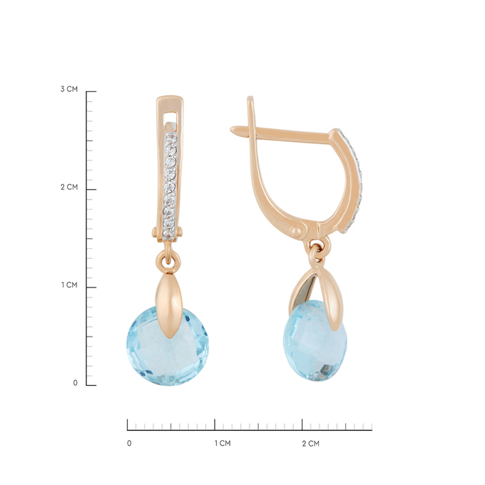 Серьги из золота 585 пробы c топазами и фианитами, Л 0514 9224 за 28720