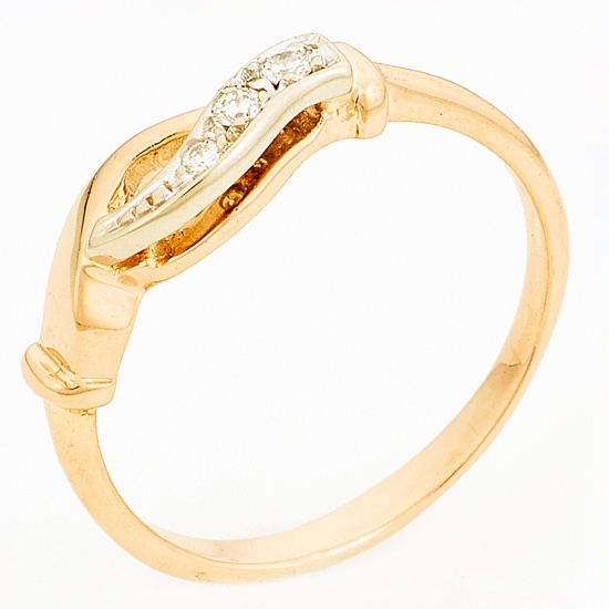 Кольцо из комбинированного золота 585 пробы c 3 бриллиантами, Л04078540 за 7875