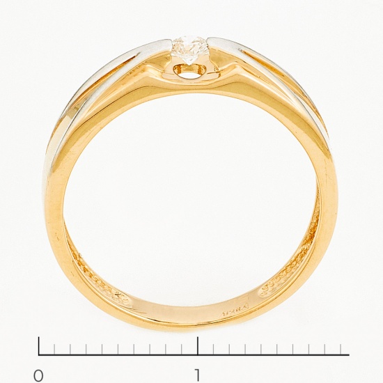 Кольцо из комбинированного золота 585 пробы c 1 бриллиантом, Л39100339 за 10325