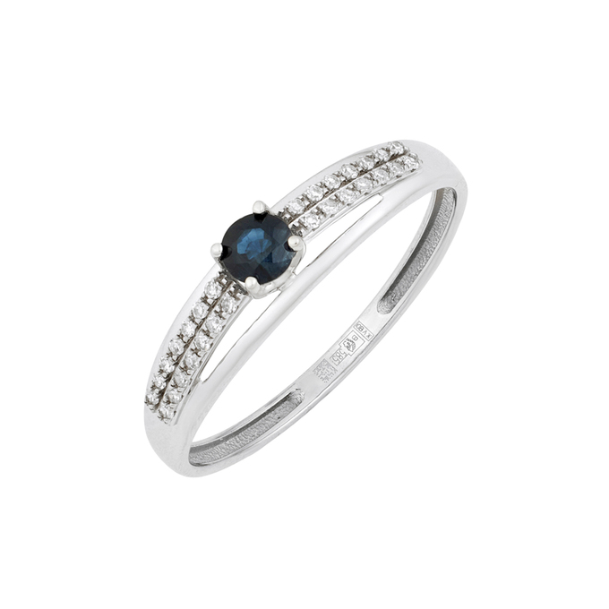 Кольцо из золота 585 пробы c сапфиром и бриллиантами, Л 0515 3869 за 23920