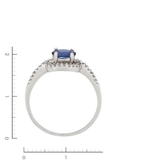 Кольцо из белого золота 750 пробы c 32 бриллиантами и 1 сапфиром, Л25082413 за 23450