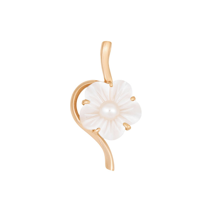 Подвеска из золота 585 пробы c культивированным жемчугом и перламутром, Л 0801 4719 за 26200
