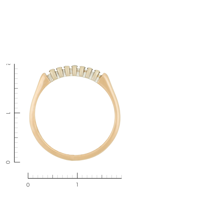 Кольцо из комбинированного золота 585 пробы c 7 бриллиантами