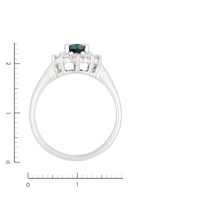 Кольцо из белого золота 750 пробы c 10 бриллиантами и 1 сапфиром, Л 2810 0624 за 76500